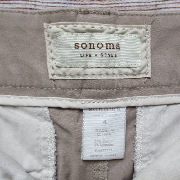 Sonoma Khaki Shorts Pockets Belt Loops Tan 4 - Picture 5 of 8